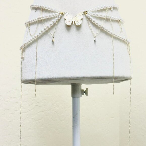Plus size Pearl and butterfly waist chain belt - Picture 2 of 4